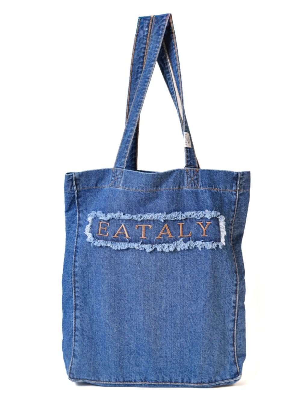 NEW MECHILLI DECOR EATALY CAFFÈ NEW YORK CITY LIGHT BLUE LARGE DENIM TOTE BAG
